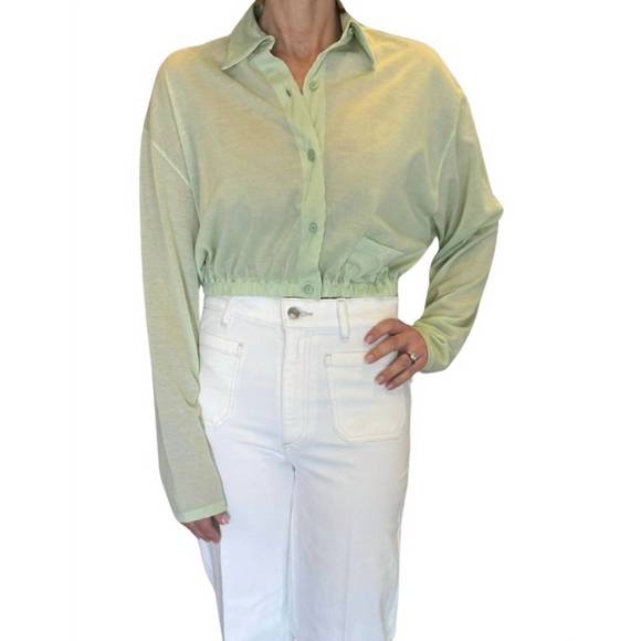 NEW ROBERTO COLLINA camica linfa cropped blouse in light green - Picture 1 of 2